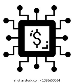 Glyph icon of financial network.