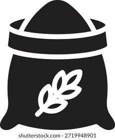 Glyph icon of flour sack, bold outline, cooking ingredient for pancake batter