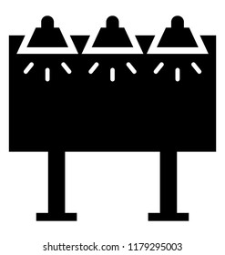 
A glyph icon image denoting road billboard 
