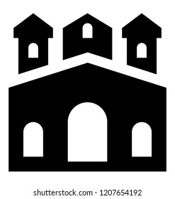 
A glyph icon image of halloween castle
