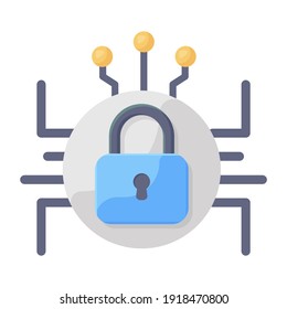 
Icono de glifo de bloqueo con nodos, icono de bloqueo digital
