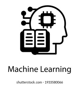 Glyph icon of machine learning artificial intelligence 