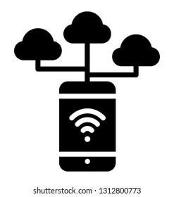 Glyph icon of mobile internet 