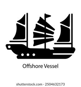 Glyph icon of offshore vessel 