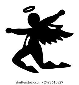 A glyph icon of a sacred angel 