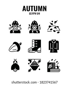 Glyph icon set of autumn season concept. icons set4