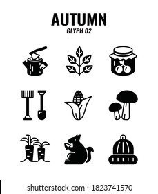 Glyph icon set of autumn season concept. icons set2