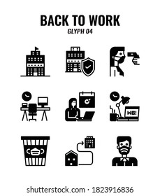 Icono de glifo de regreso al trabajo y concepto de distanciamiento social. conjunto de iconos4