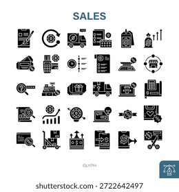 Glyph Icon Set of E-Commerce and Shopping