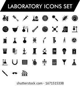 Glyph icon set of Laboratory instruments.