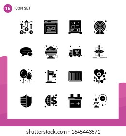 Glyph Icon set. Pack of 16 Solid Icons isolated on White Background for responsive Website Design Print and Mobile Applications.