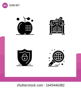 Glyph Icon set. Pack of 4 Solid Icons isolated on White Background for responsive Website Design Print and Mobile Applications.