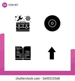 Glyph Icon set. Pack of 4 Solid Icons isolated on White Background for responsive Website Design Print and Mobile Applications.