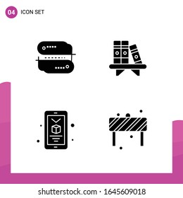 Conjunto de iconos de glifo. Paquete de 4 iconos sólidos aislados en fondo blanco para el diseño de sitios web con capacidad de respuesta Impresión y aplicaciones móviles.