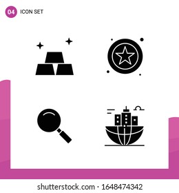 Conjunto de iconos de glifo. Paquete de 4 iconos sólidos aislados en fondo blanco para el diseño de sitios web con capacidad de respuesta Impresión y aplicaciones móviles.