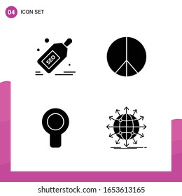 Glyph Icon set. Pack of 4 Solid Icons isolated on White Background for responsive Website Design Print and Mobile Applications.