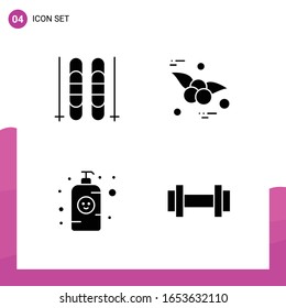Symbolsatz für die Glyphe. Paket mit 4 Soliden Icons einzeln auf weißem Hintergrund für reaktionsfähiges Website Design Print und Mobile Anwendungen.