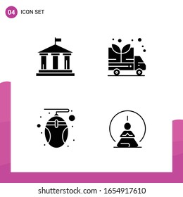 Conjunto de iconos de glifo. Paquete de 4 iconos sólidos aislados en fondo blanco para el diseño de sitios web con capacidad de respuesta Impresión y aplicaciones móviles.