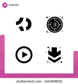 Glyph Icon set. Pack of 4 Solid Icons isolated on White Background for responsive Website Design Print and Mobile Applications.