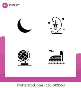 Glyph Icon set. Pack of 4 Solid Icons isolated on White Background for responsive Website Design Print and Mobile Applications.