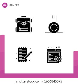 Glyph Icon set. Pack of 4 Solid Icons isolated on White Background for responsive Website Design Print and Mobile Applications.