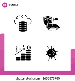 Glyph Icon set. Pack of 4 Solid Icons isolated on White Background for responsive Website Design Print and Mobile Applications.