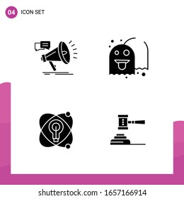 Conjunto de iconos de glifo. Paquete de 4 iconos sólidos aislados en fondo blanco para el diseño de sitios web con capacidad de respuesta Impresión y aplicaciones móviles.