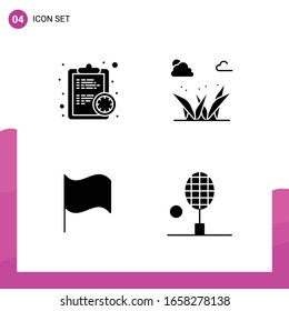 Glyph Icon set. Pack of 4 Solid Icons isolated on White Background for responsive Website Design Print and Mobile Applications.