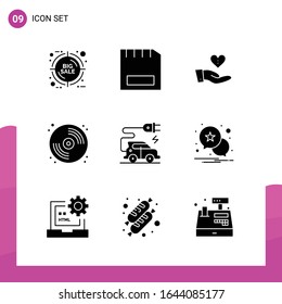 Glyph Icon set. Pack of 9 Solid Icons isolated on White Background for responsive Website Design Print and Mobile Applications.