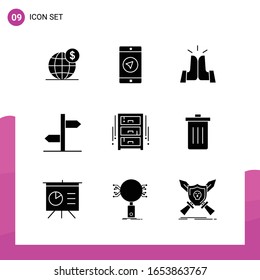 Glyph Icon set. Pack of 9 Solid Icons isolated on White Background for responsive Website Design Print and Mobile Applications.