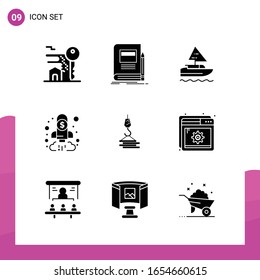 Glyph Icon set. Pack of 9 Solid Icons isolated on White Background for responsive Website Design Print and Mobile Applications.