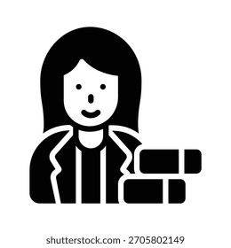 Ein Symbol, das einen aktiven Schüler mit Büchern anzeigt