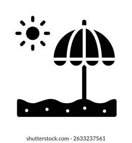 A glyph icon showing a beach umbrella with sun