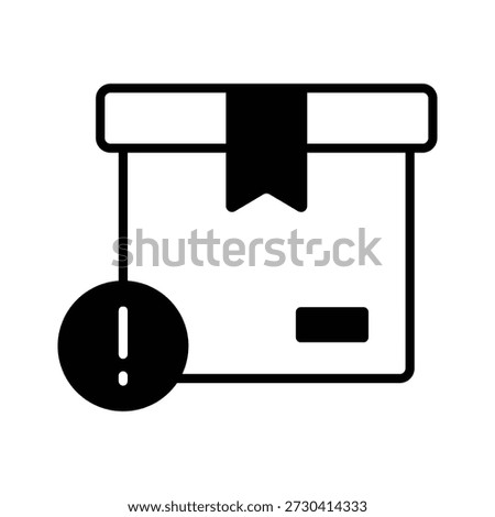 A glyph icon showing damaged package alert warning.