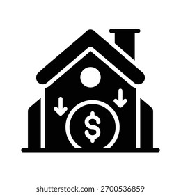 Ein Symbol, das den Preis nach unten anzeigt, mit dem Symbol "Home"
