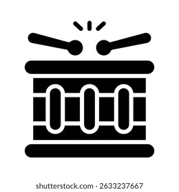 A glyph icon showing a traditional drum with sticks
