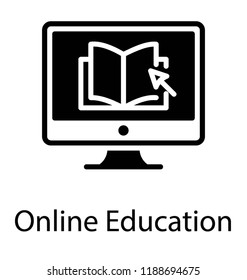 An glyph icon vector presenting online education icon 