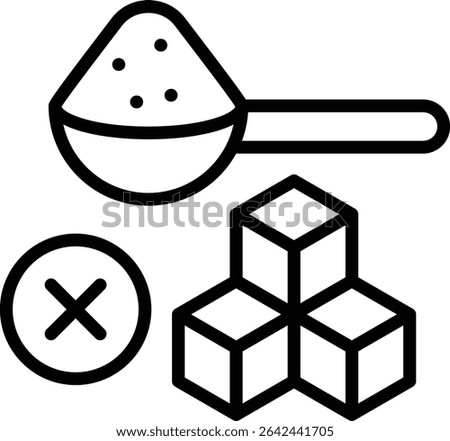 The glyph icon warning of excessive sugar content is shown with three cubes or something related to sweetness
