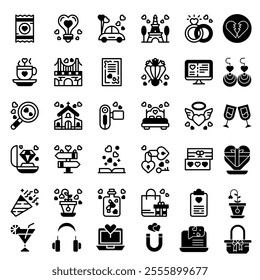 glyph icons design. Multiple glyph icon