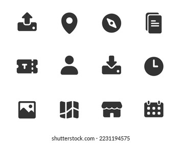 glyph icons isolated on white background. glyph icon set for web, mobile apps, ui design, print polygraphy and promo advertising business
