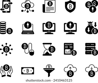 Iconos de glifo establecidos para Cryptocurrency.