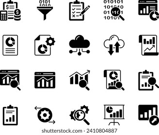 Iconos de glifo establecidos para análisis de datos.
