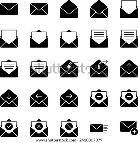 Glyph icons set for Email communication.