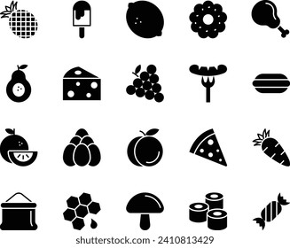 Glyph icons set for Food.