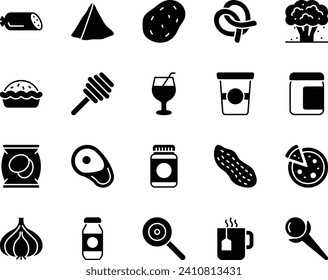 Glyph icons set for Food.
