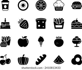 Glyph icons set for Food.