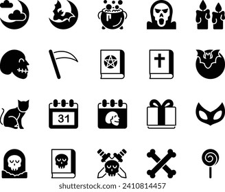 Glyph icons set for Halloween.