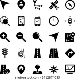Glyph icons set for Map and navigation.