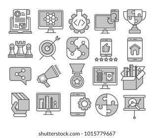 Glyph Icons Set of Search Engine Optimization icons, Simple solid Pictogram Pack, Vector Logo Concept, Web Graphic. Vector icons.
