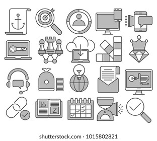 Glyph Icons Set of Search Engine Optimization icons, Simple solid Pictogram Pack, Vector Logo Concept, Web Graphic. Vector icons.
